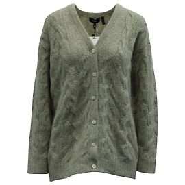 Theory Cardigan mit Zopfmuster aus grauer Alpakafaser Grau