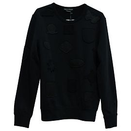 Alexander McQueen Crewneck Badges Pullover aus schwarzer Baumwolle Schwarz