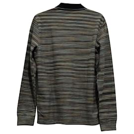Missoni-Missoni Striped Print Long Sleeve Polo Shirt in Multicolor Cotton-Multiple colors