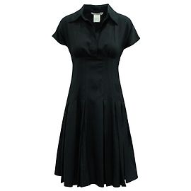Sportmax Plissee-Midikleid aus schwarzer Seide Schwarz