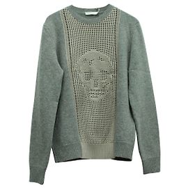 Alexander McQueen Pullover mit Totenkopf-Logo aus grauer Baumwolle Grau