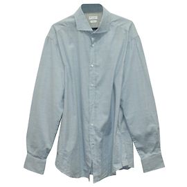 Camicia Brunello Cucinelli Slim Fit in Cotone Azzurro Blu Blu chiaro
