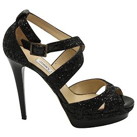 Jimmy Choo Lottie 130 Sandali in Glitter Nero Nero