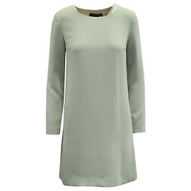 Theory Long Sleeve Shift Dress in Mint Green Crepe Green