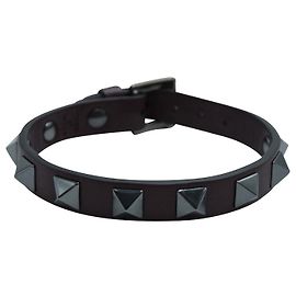 Pulseira embelezada Valentino Rockstud em couro roxo Roxo