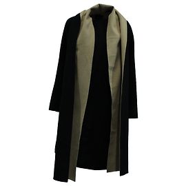 Theory Scarf Coat in Black Wool Black