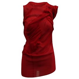Maison Martin Margiela Top Maison Margiela Sheer Gathered-Effect em seda vermelha Vermelho