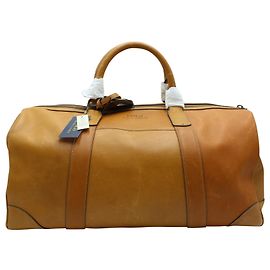 Bolsa Duffel Polo Ralph Lauren em couro marrom Marrom