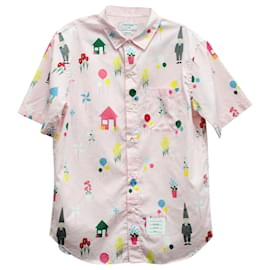 Thom Browne-Thom Browne All Over Gnome Print Vacation Shirt in Pink Cotton-Other