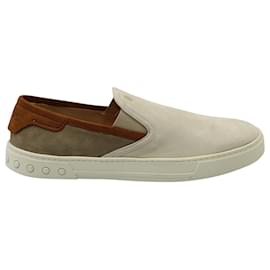 Tod's-Tod's Slip On Low Top Sneakers in Beige Suede-Brown,Beige