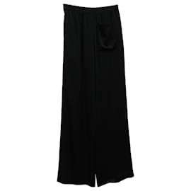 Hermès-Pantalon Large Hermès en Viscose Noire-Noir