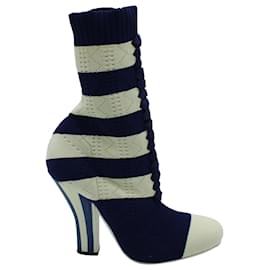 Fendi-Fendi Rockoko Sock Boots in Blue Nylon-Blue