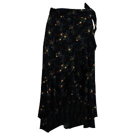 Sandro Asymmetrischer Rock mit Blumenmuster in schwarzer Viskose Schwarz