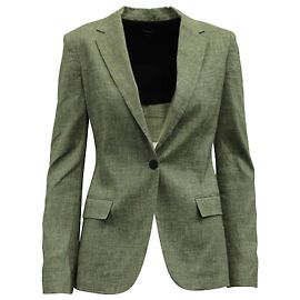 Theory Single Button Blazer in Gray Linen Blend Grey