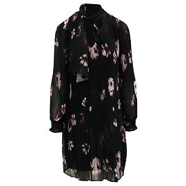 Dkny Navy Blue Floral Print Pleated Dress Other