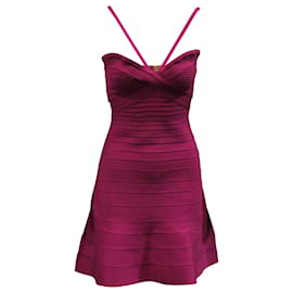 Herve Leger-Hervé Leger Alissa Mini Dress in Pink Rayon-Pink