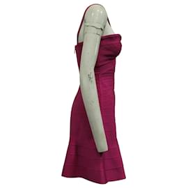 Herve Leger-Vestido Mini Hervé Leger Alissa em Seda Artificial Rosa-Rosa