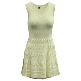 Missoni-Missoni Knit V-Neck Dress in Cream Wool-White,Cream