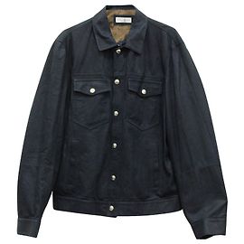 Brunello Cucinelli Trucker Jacket in Navy Blue Suede Blue Navy blue