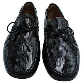 Tod's-Tods strukturierte, glänzende Loafer in schwarzem Lack-Schwarz