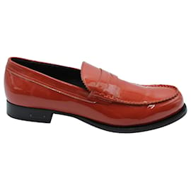 Dsquared2-Dsquared2 High-Shine Penny Loafers in Red Leather-Red