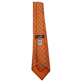 Hermès-Corbata Hermès Dada Vroum en seda naranja-Otro