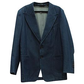 Blazer jeans com lapela Tom Ford Peak em algodão azul Outro