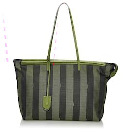 Fendi-Fendi Brown Pequin Tote Bag-Brown,Red