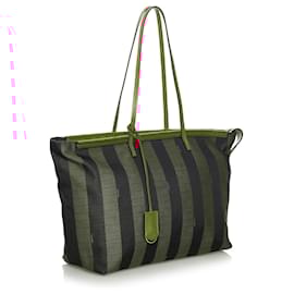 Fendi-Fendi Brown Pequin Tote Bag-Brown,Red