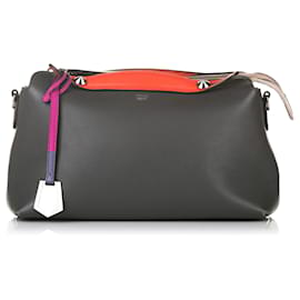 Fendi-Sac à main en cuir gris Fendi By The Way-Rouge,Gris