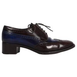 Prada Richelieus à lacets Noir Bleu