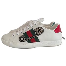 GUCCI WOMEN'S ACE SNEAKERS SIZE 36 White Red Green