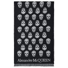 Alexander Mcqueen-Scarf Reversible Ups in Black Wool-Black