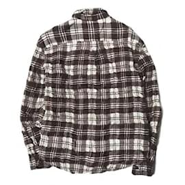 Acne-*Acne Studios Button Collar Shirt Dark Berry Long Sleeve Shadow Check BD Tops-Other