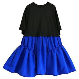 Alexander Mcqueen-Alexander McQueen T-Shirt Top Taffeta Skirt Looes Fit Dress-Blue