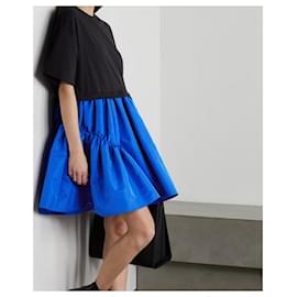 Alexander Mcqueen-Alexander McQueen T-Shirt Top Taffeta Skirt Looes Fit Dress-Blue