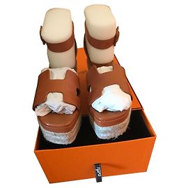 Hermès HERMES: Espadrilles / Sandals “Elda” T. 36 litters 2h! Light brown
