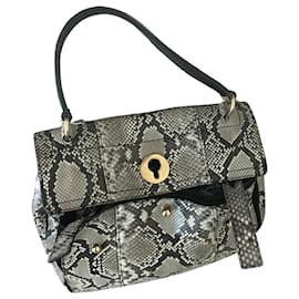 Bolso Yves Saint Laurent de piel de pitón marrón crema Castaño Crema