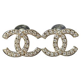 Chanel CC B19S Logo Crystal GHW Coco Mark Boucles d'oreilles Boîte Reçu Doré