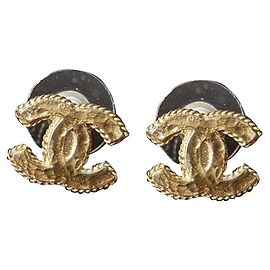Chanel CC 12A boucles d'oreilles GHW boucles d'oreilles dorées clous avec boîte Doré