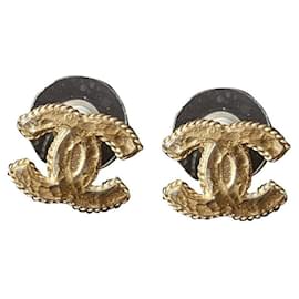 Chanel-CC 12A boucles d'oreilles GHW boucles d'oreilles dorées clous avec boîte-Doré