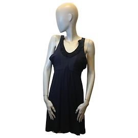 Robe en soie mélangée Vanessa Bruno Noir Bleu Marine
