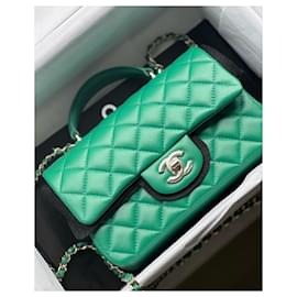 Chanel-Chanel mini classic top handle bag-Green