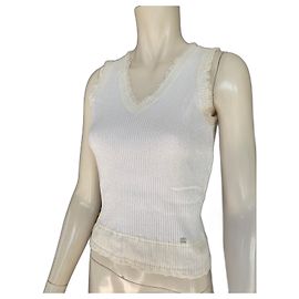 Tanktop mit Chanel-Logo Weiß Roh Aus weiß