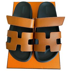 Hermès Chypre sandals in size  38.5 Brown
