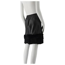 Chanel-Chanel Black Leather and Fur skirt-Black