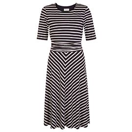 Robe mi-longue à rayures Hobbs en bleu marine et blanc S Blanc Bleu Marine