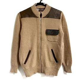 *PIERRE BALMAIN Blouson Long Sleeve / Knit / Spring / Autumn Light Brown x Dark Brown Light brown Dark brown