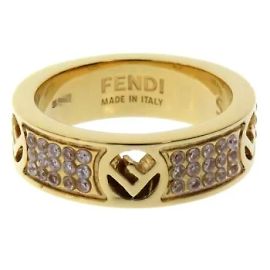 *Fendi Ring Größe S Ring Strass Gold hardware