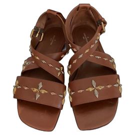 Louis Vuitton Leather Sandals Brown Brown
